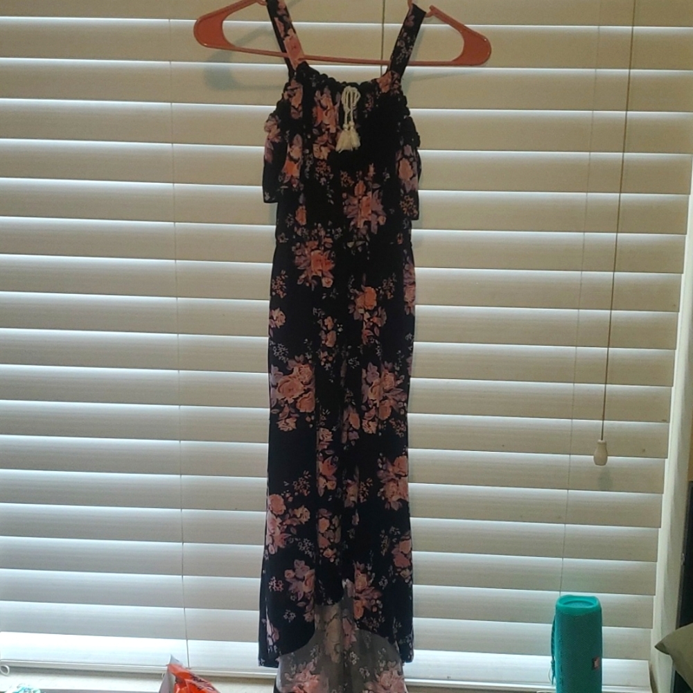 Long Black Dress with flowers